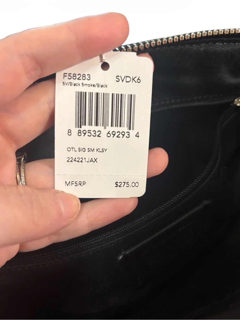 Coach NWOT Signature Small Kelsey Satchel in Black Smoke